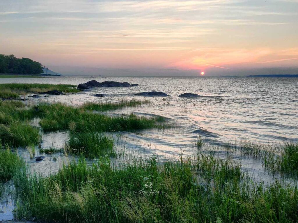 coucher de soleil sur le feuve Saint-Laurent