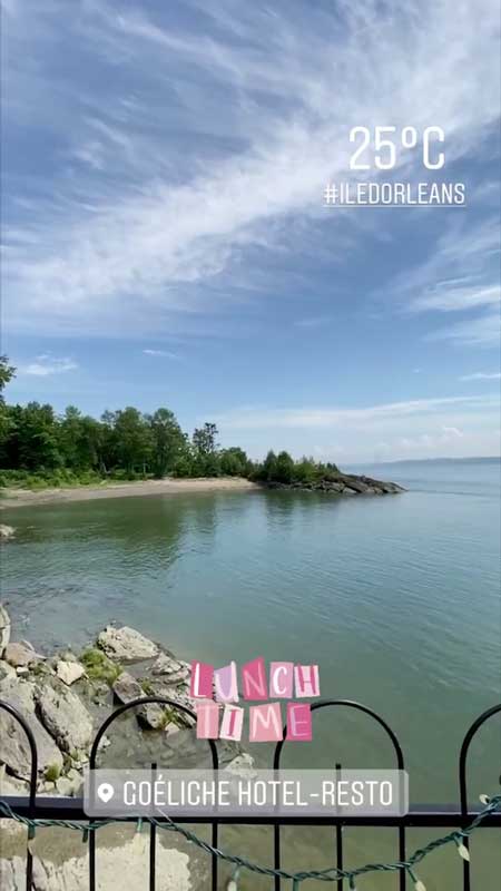 vue sur le fleuve au restaurant La Goéliche, Île d'Orléans, QC