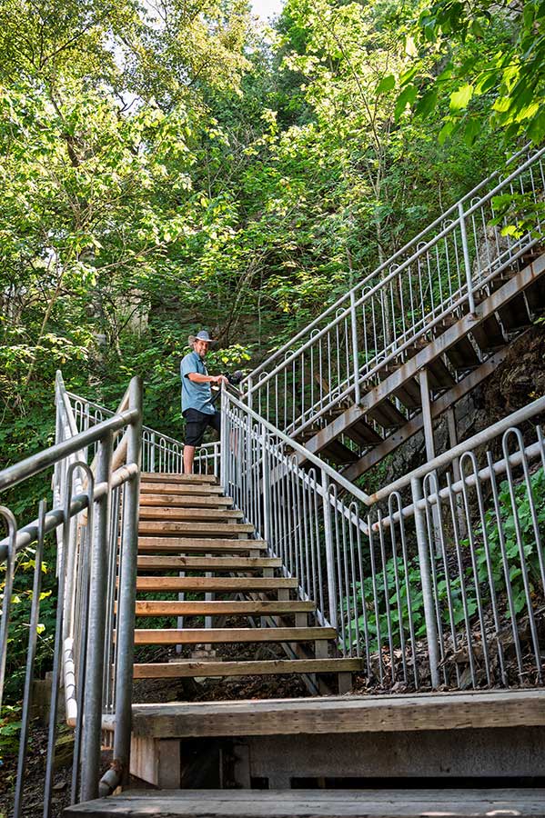 escalier dans l'un des sentiers au parc des Chutes, RDL